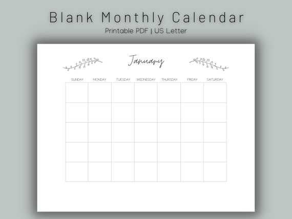 large box monthly calendar template