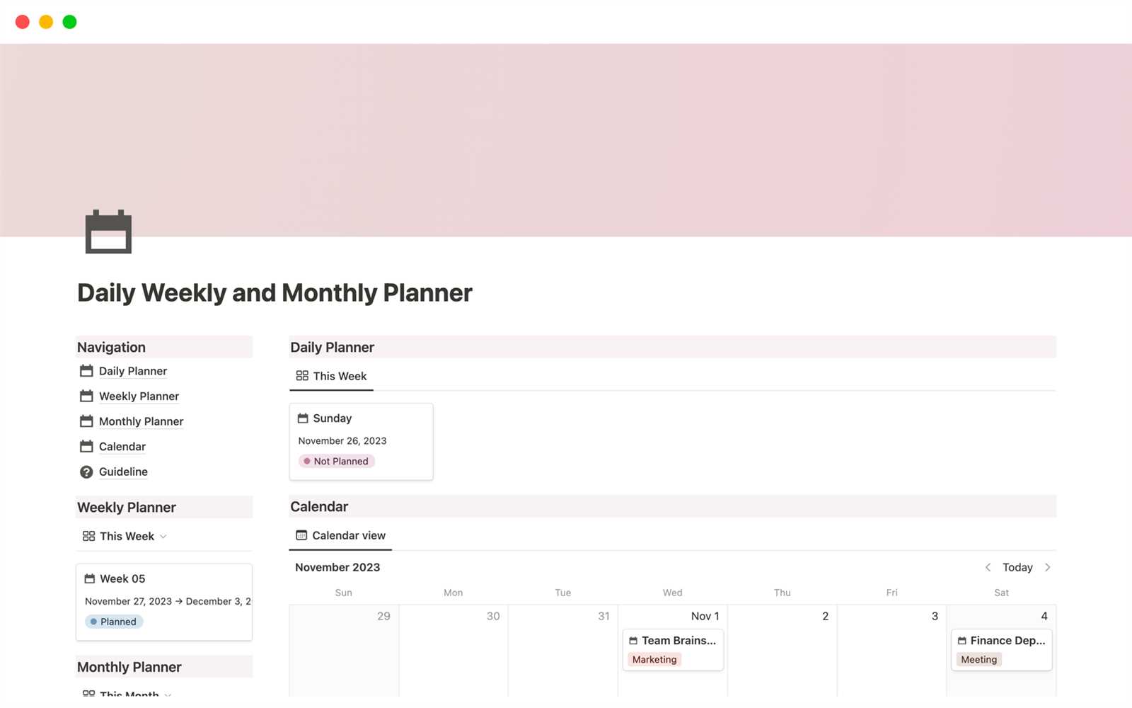 monthly and weekly calendar template