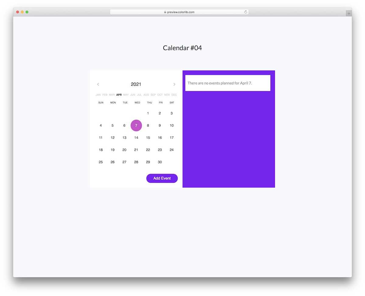 css calendar template