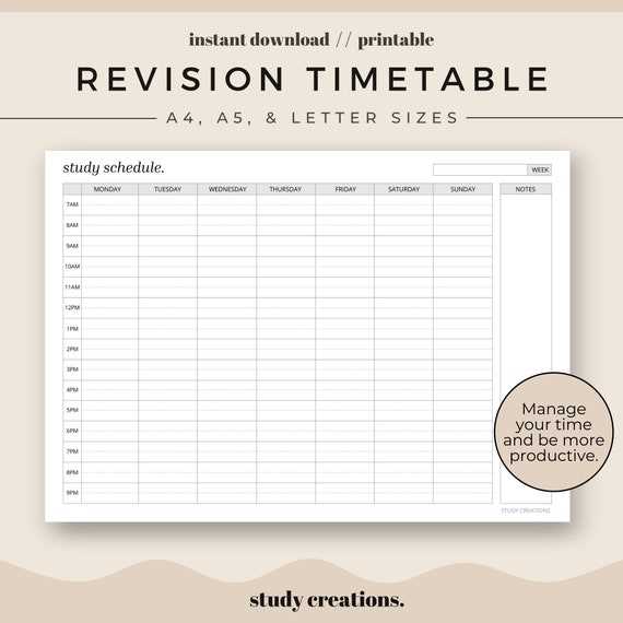 revision calendar template