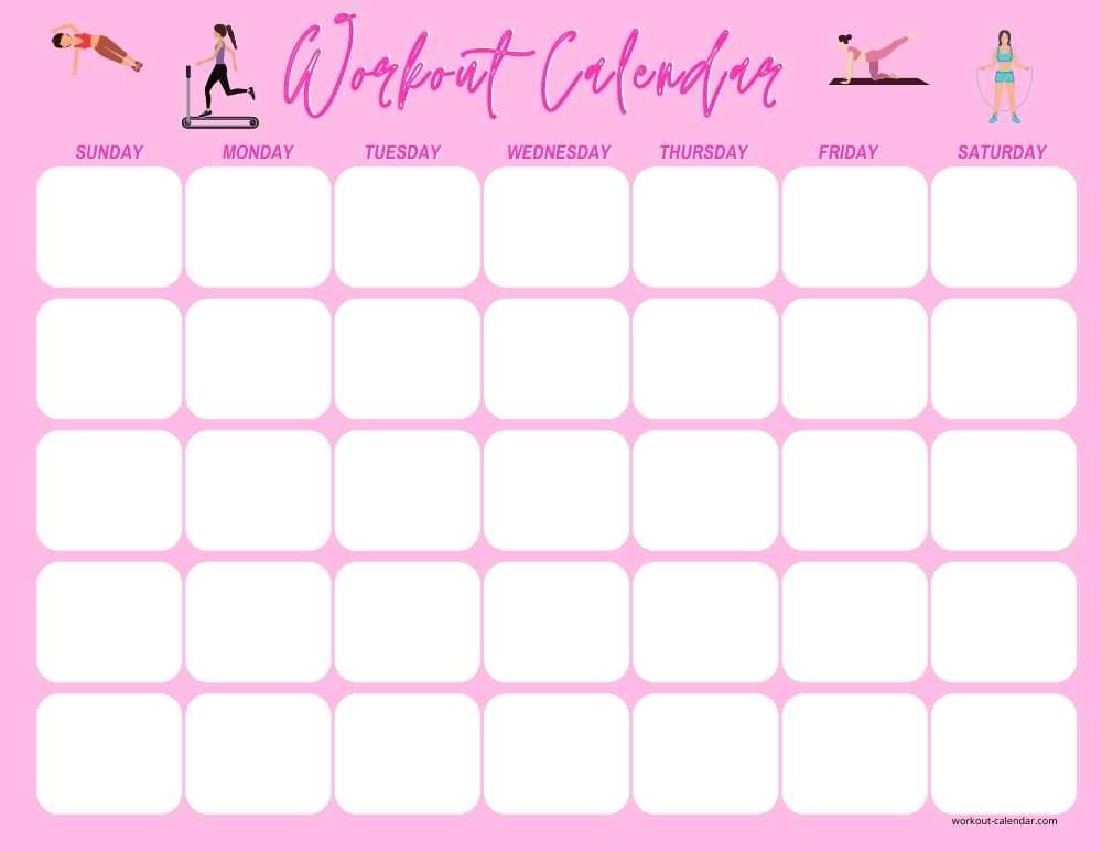 monthly fitness calendar template