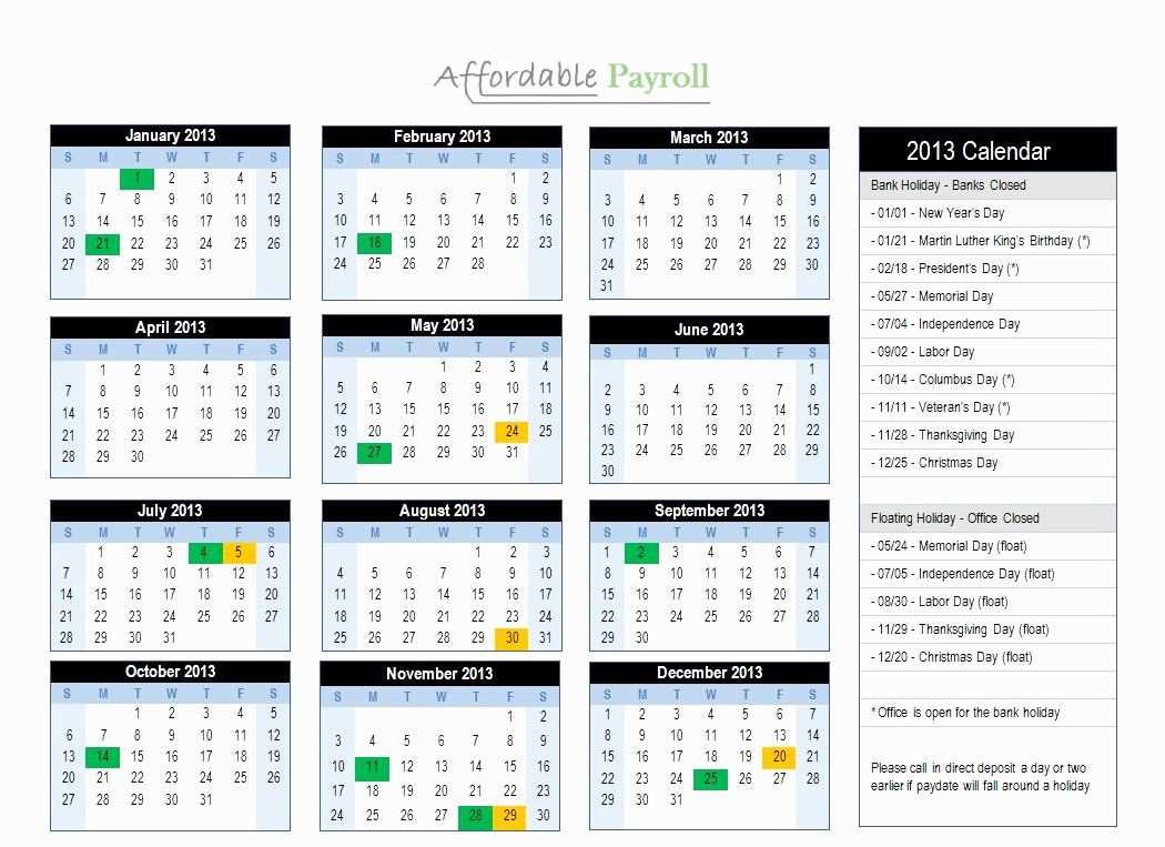 biweekly payroll calendar template