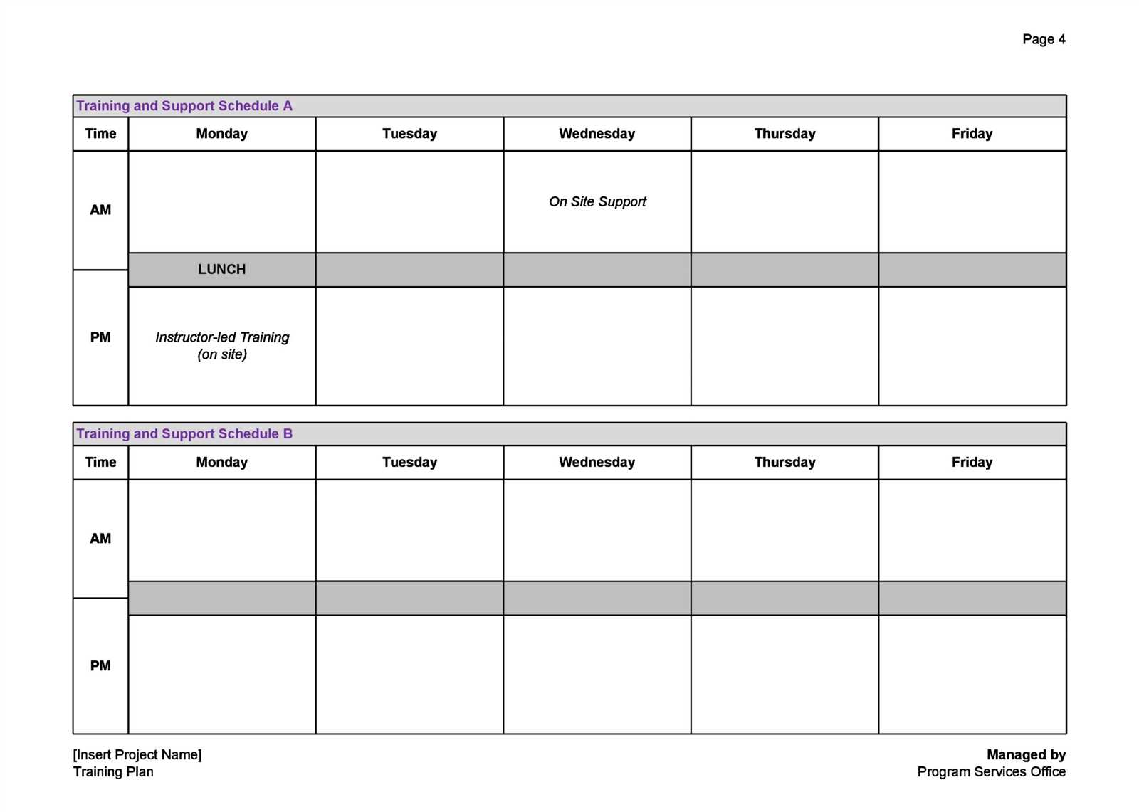 free download training calendar template