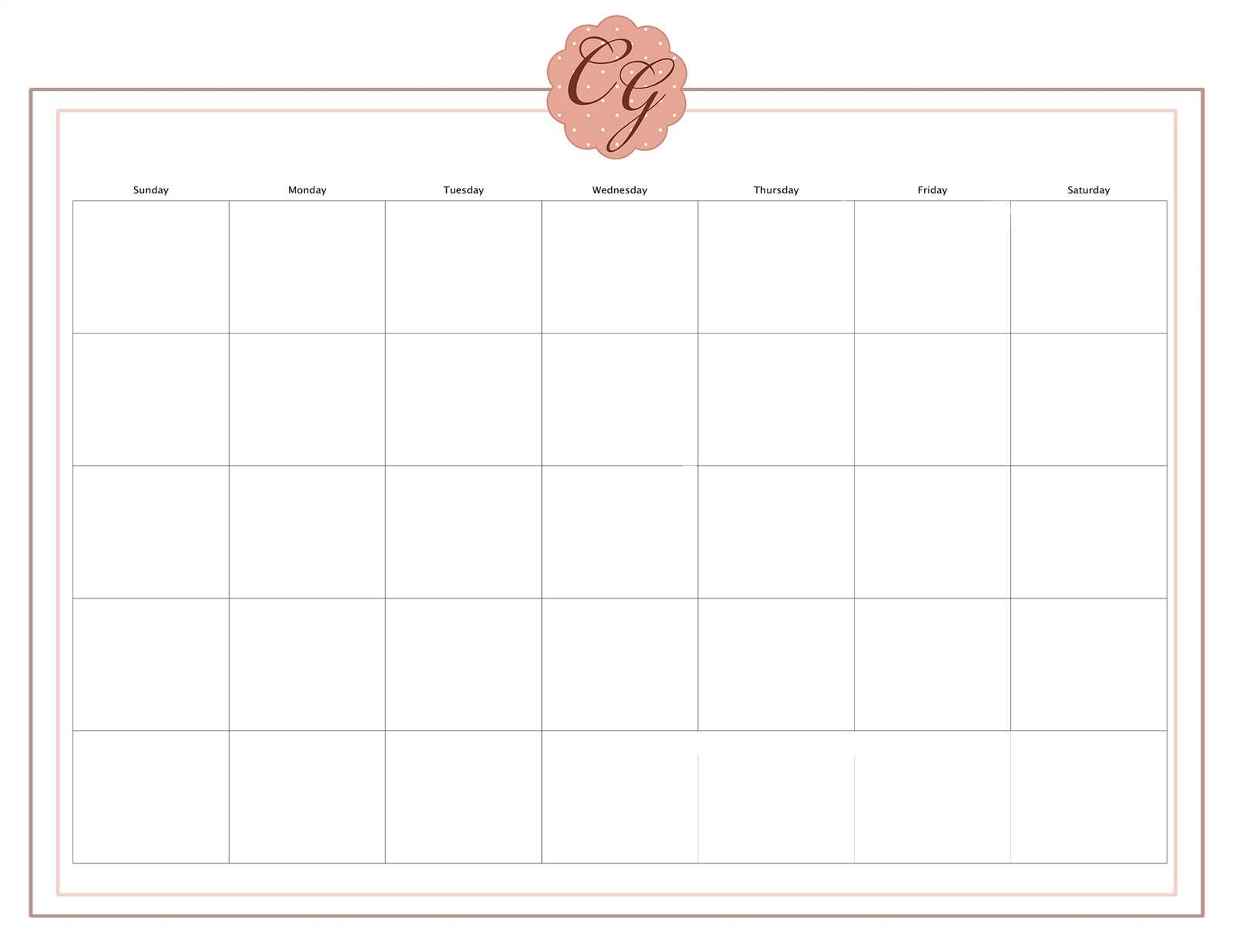blank calendar month template