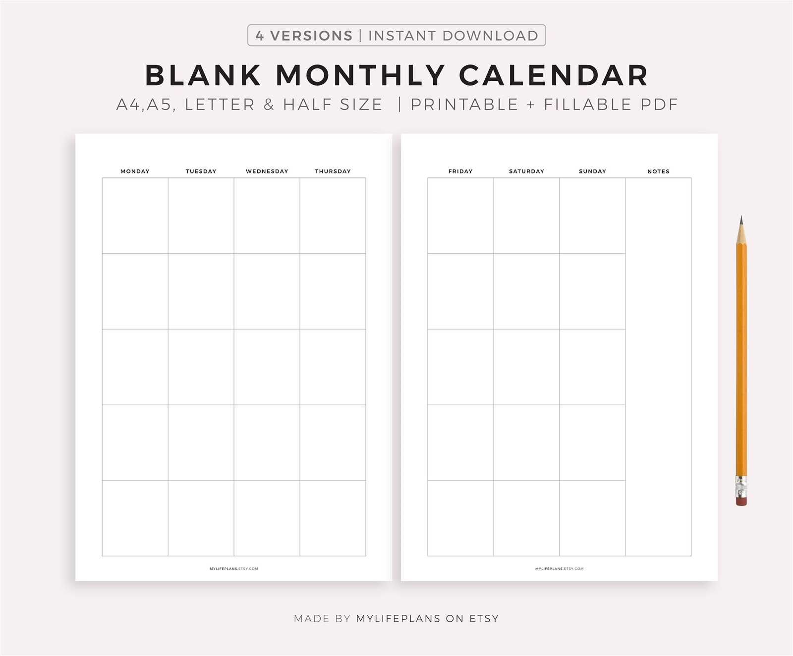 half sheet calendar template