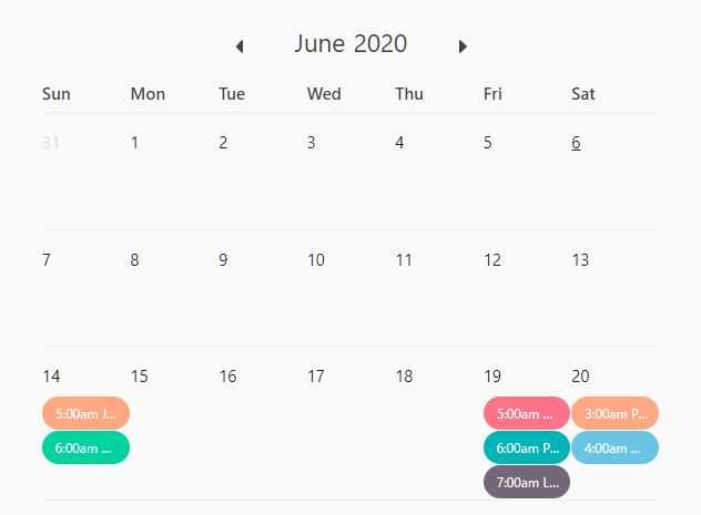 calendar template javascript