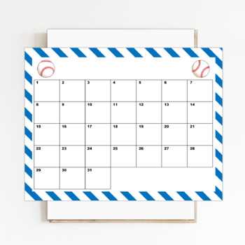 baseball fundraiser calendar template