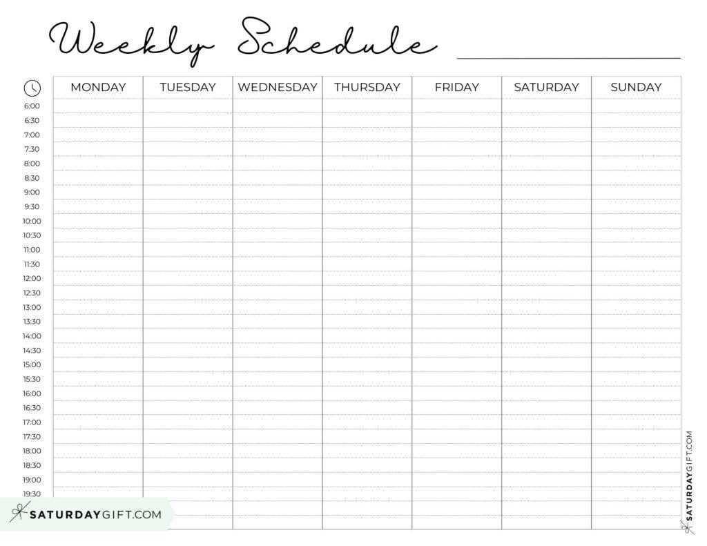 weekly calendar template cute