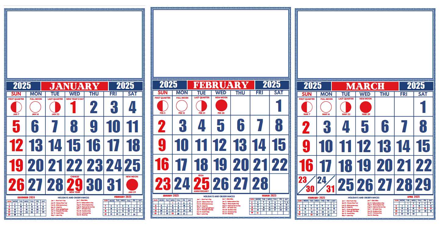 free psd calendar template 2025