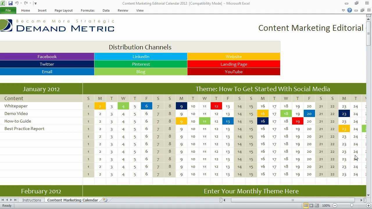 content marketing calendar template