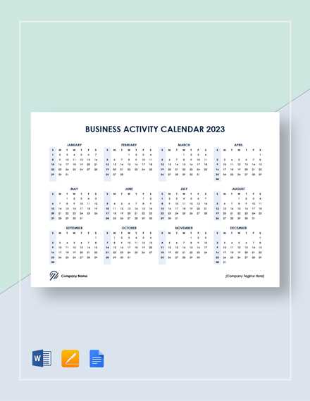 yearly business calendar template