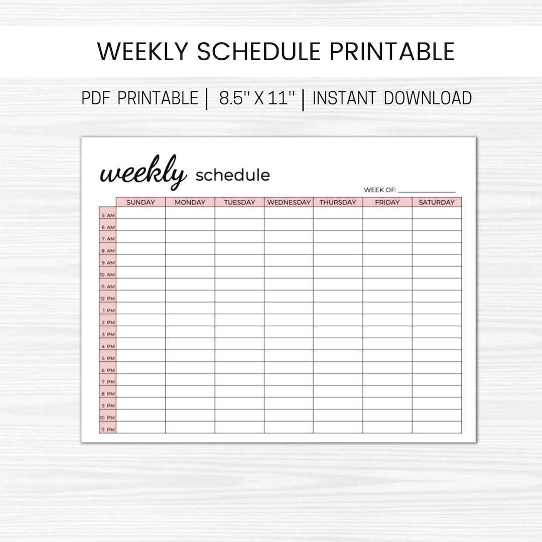 free printable hourly calendar template