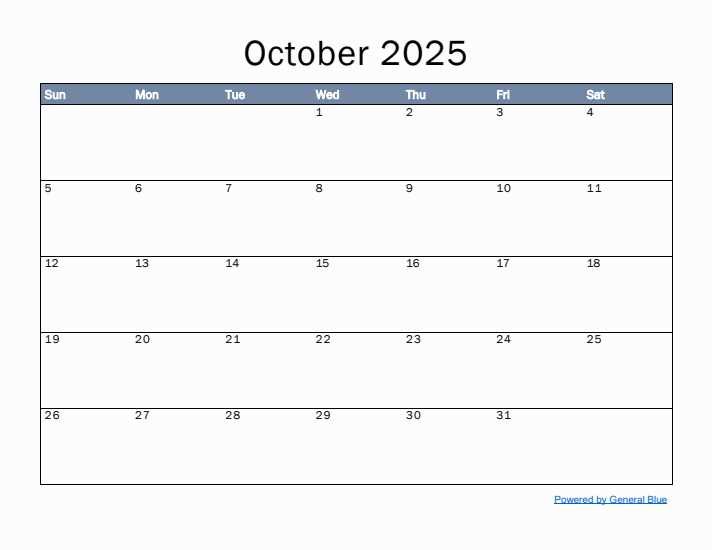 oct 2025 calendar template