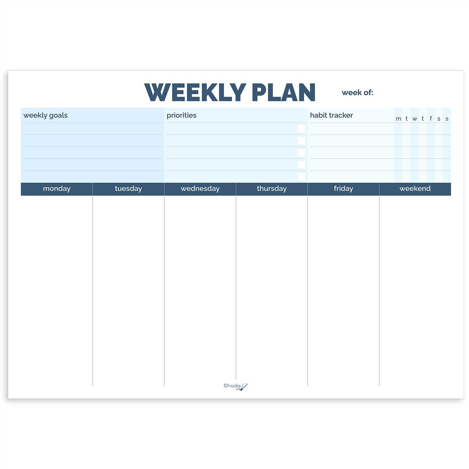 weekly work calendar template