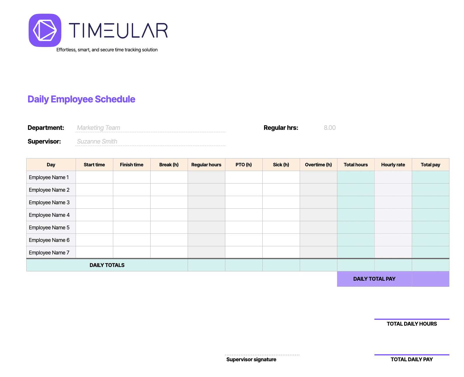 free time management calendar template