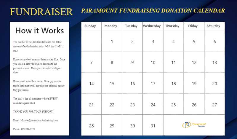 donation calendar template