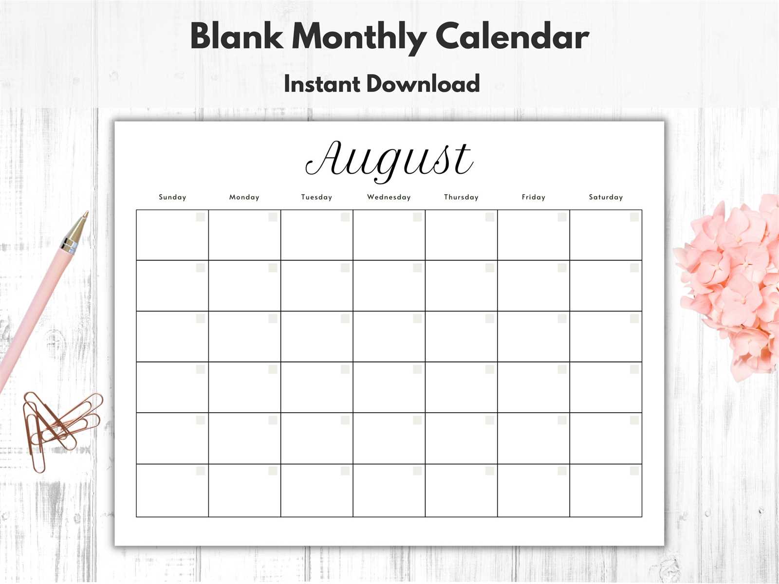 blank calendar template printable free