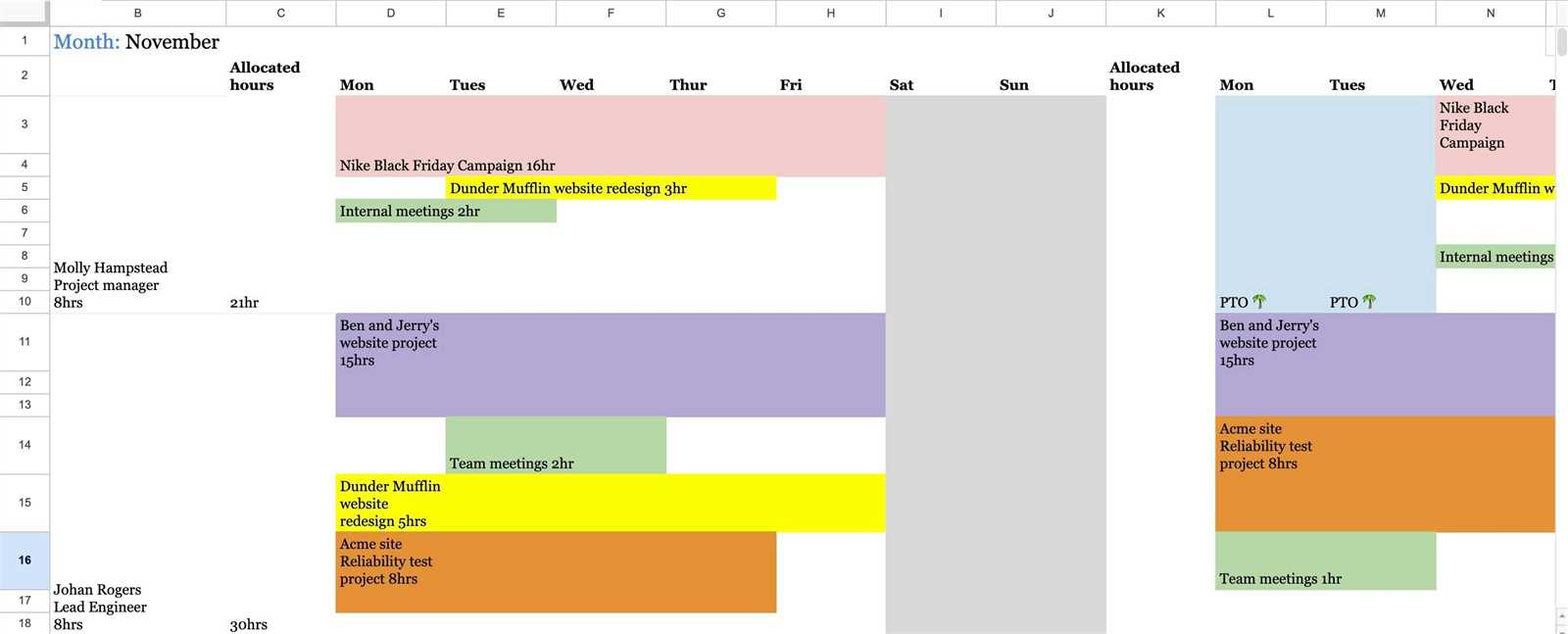 resource calendar template