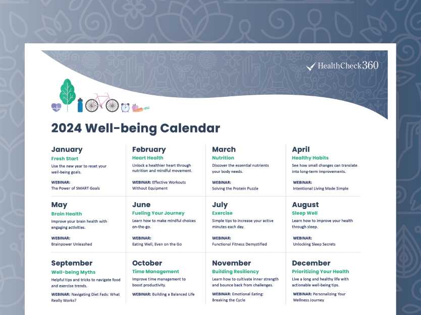 wellness calendar template