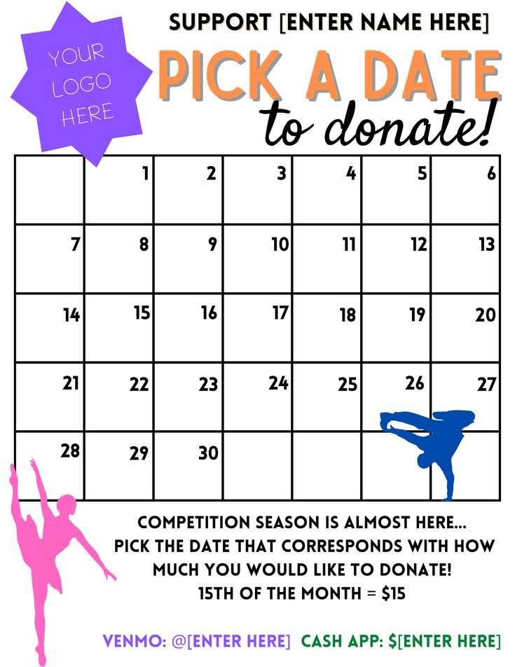 calendar donation fundraiser template