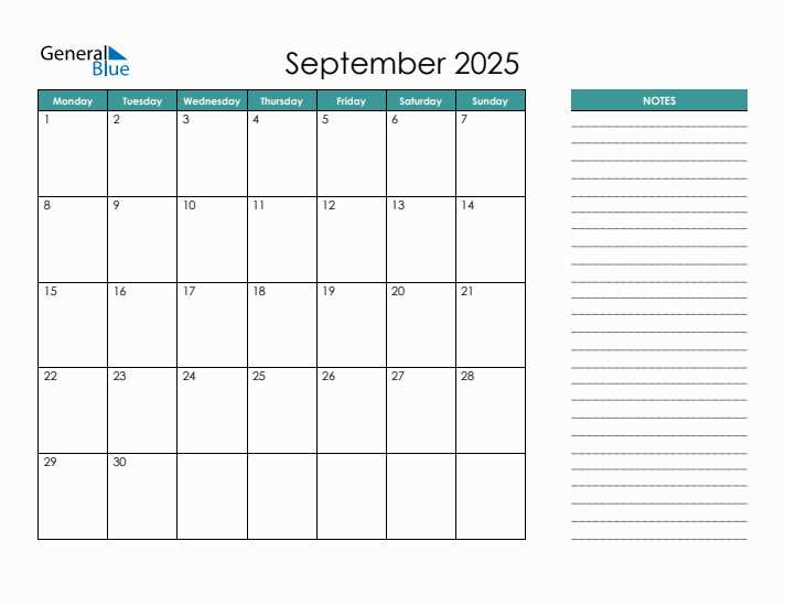 calendar september 2025 template