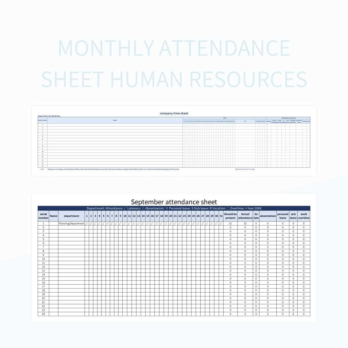 free attendance calendar template