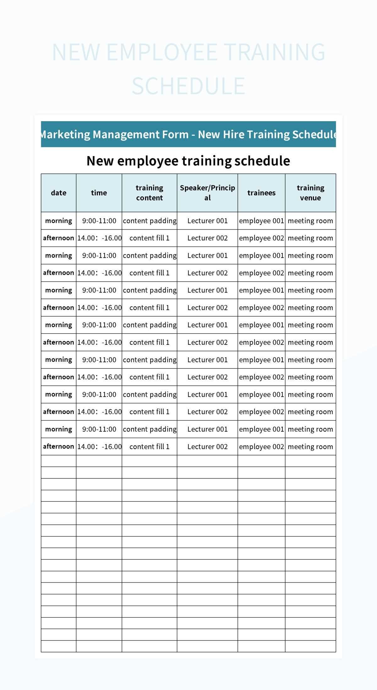 staff training calendar template