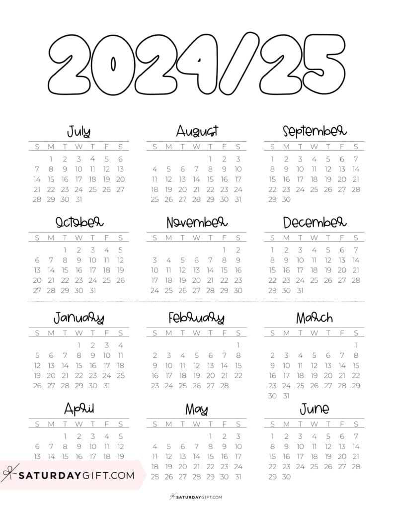 year template calendar