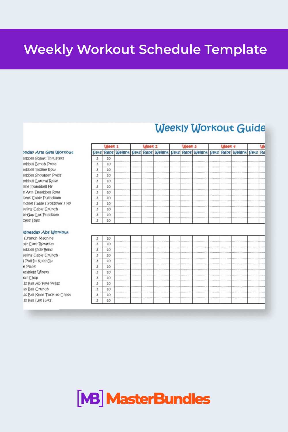 workout routine calendar template