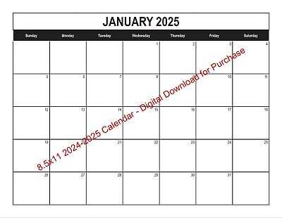 blank calendar template january 2025