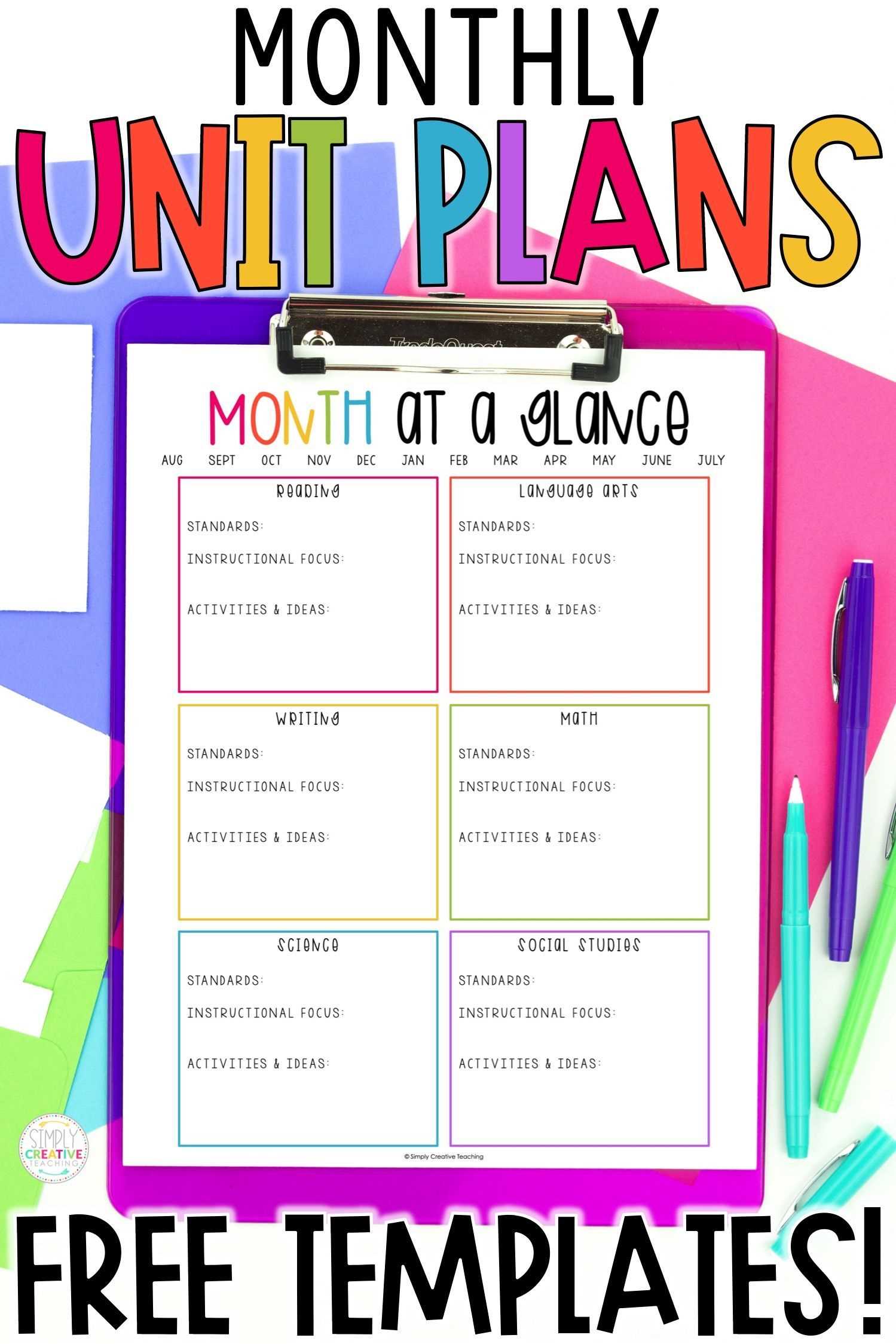 instructional focus calendar template