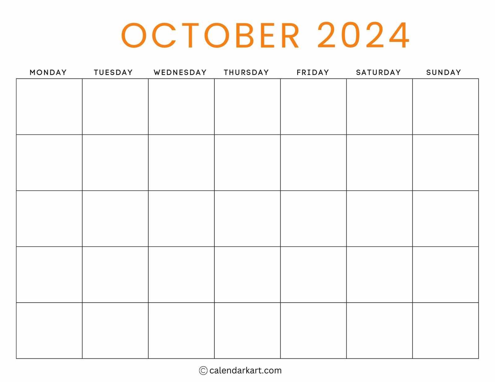 free printable october calendar template