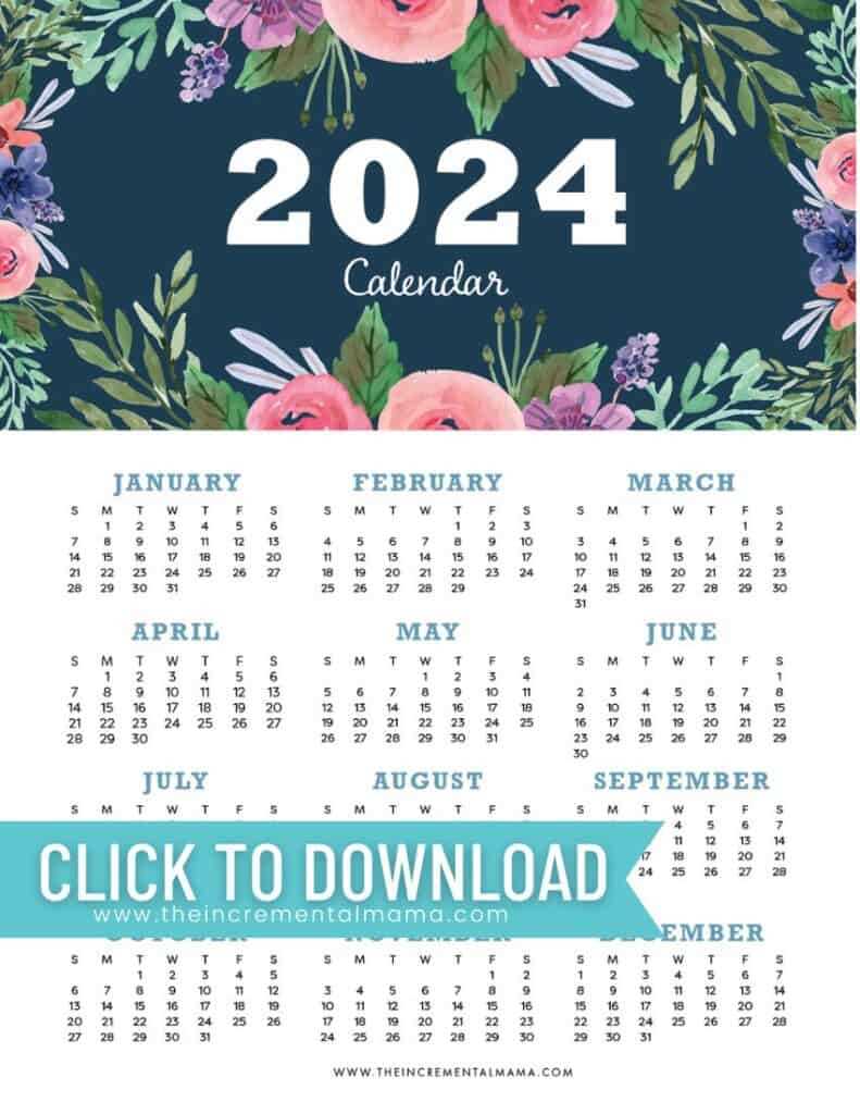 one page annual calendar template