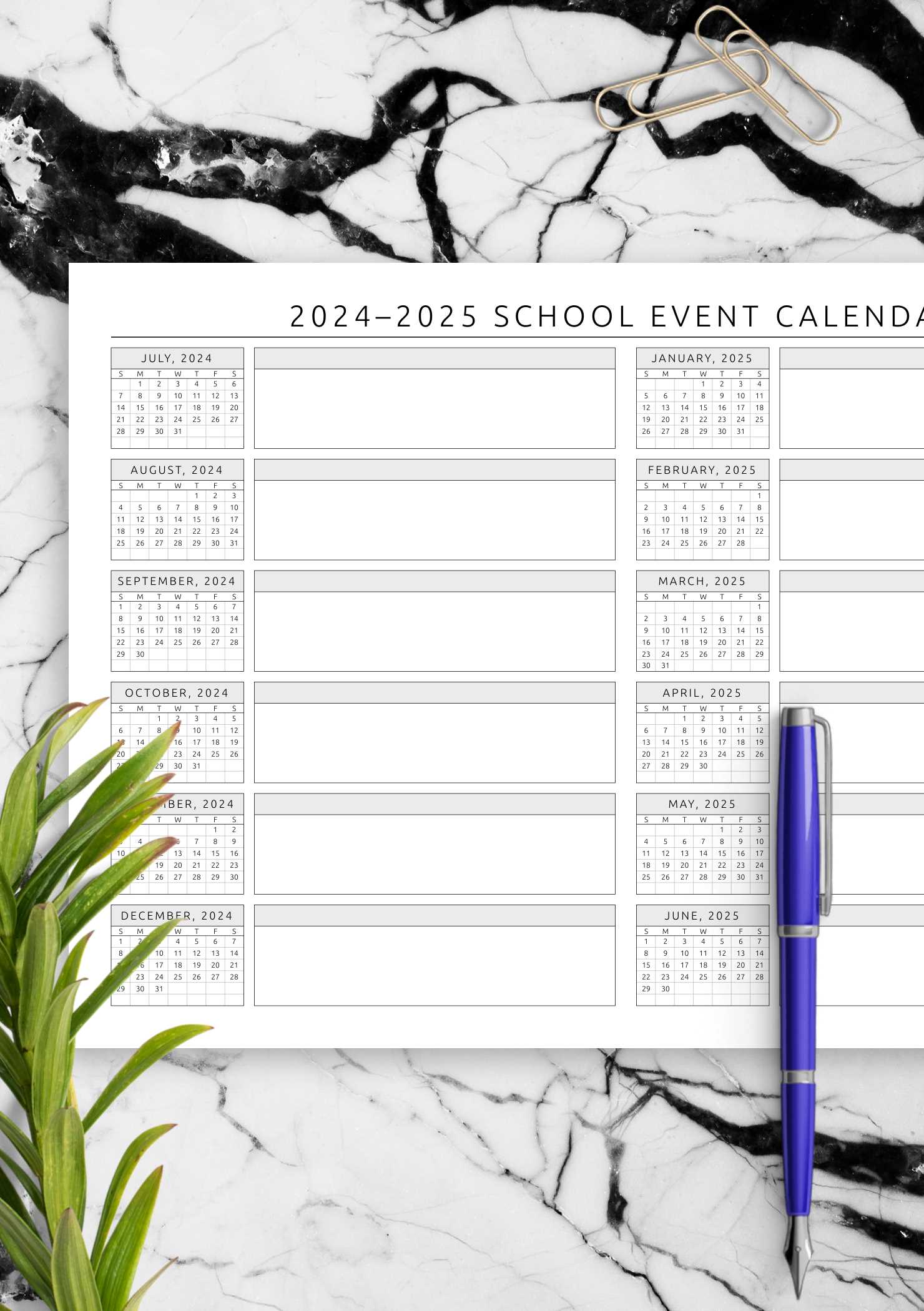 resident event calendar template