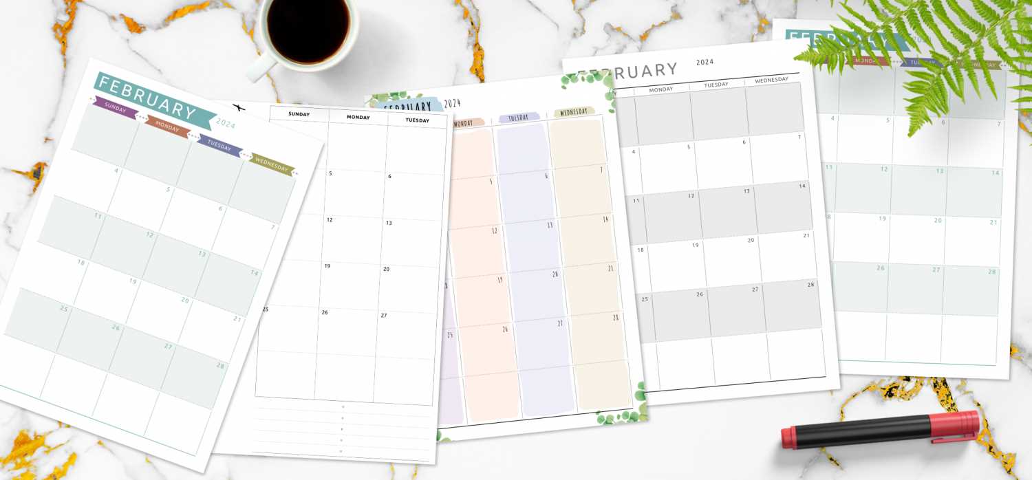 blank february calendar template