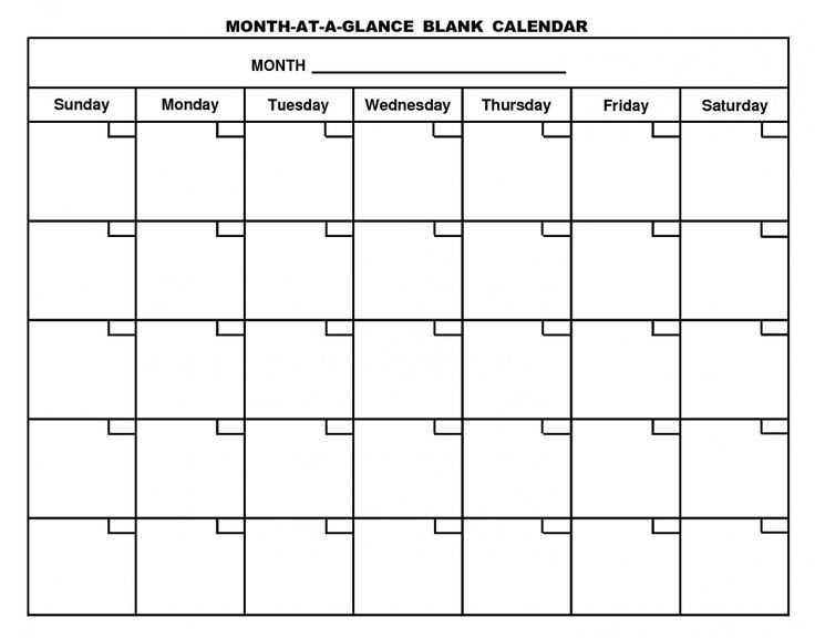 calendar month template printable