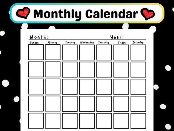 student monthly calendar template