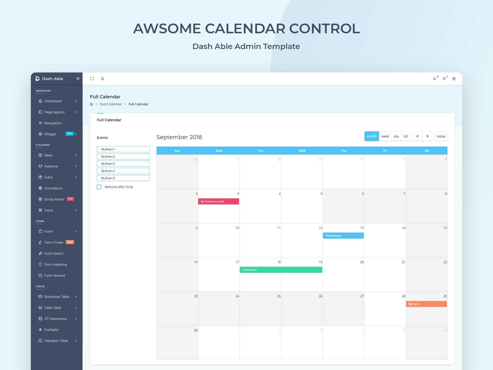 admin calendar template