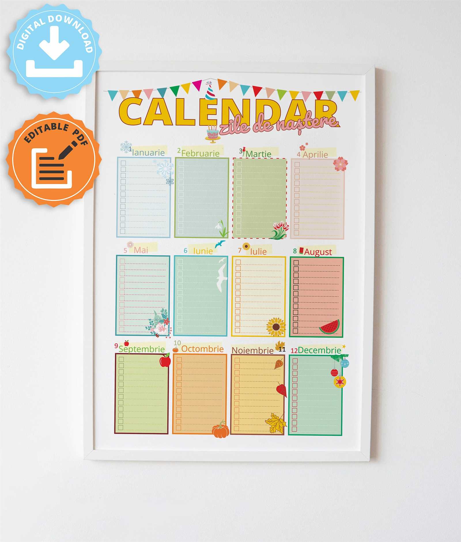 fillable birthday calendar template