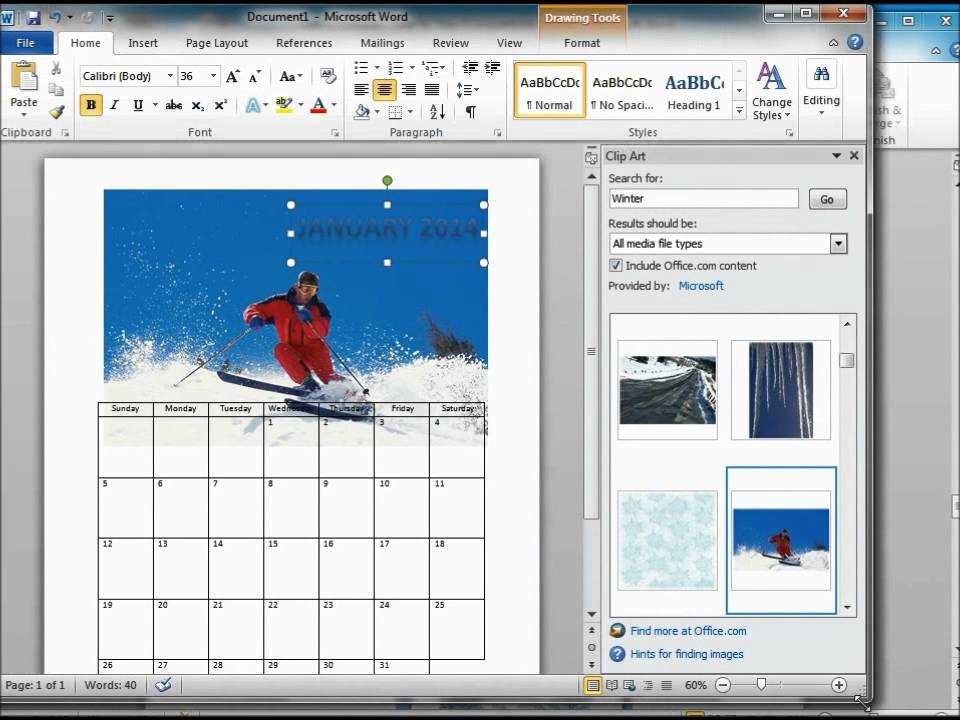 office 2010 calendar template