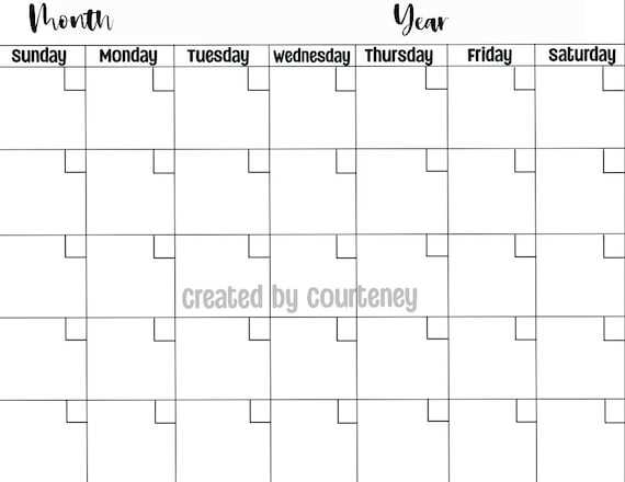 blank calendar template