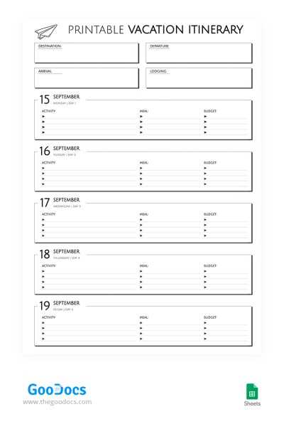 family vacation calendar template