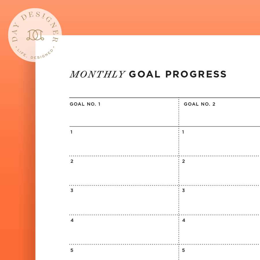 goal tracking calendar template