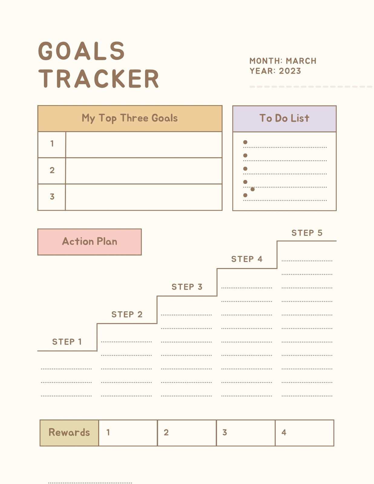 goal tracking calendar template