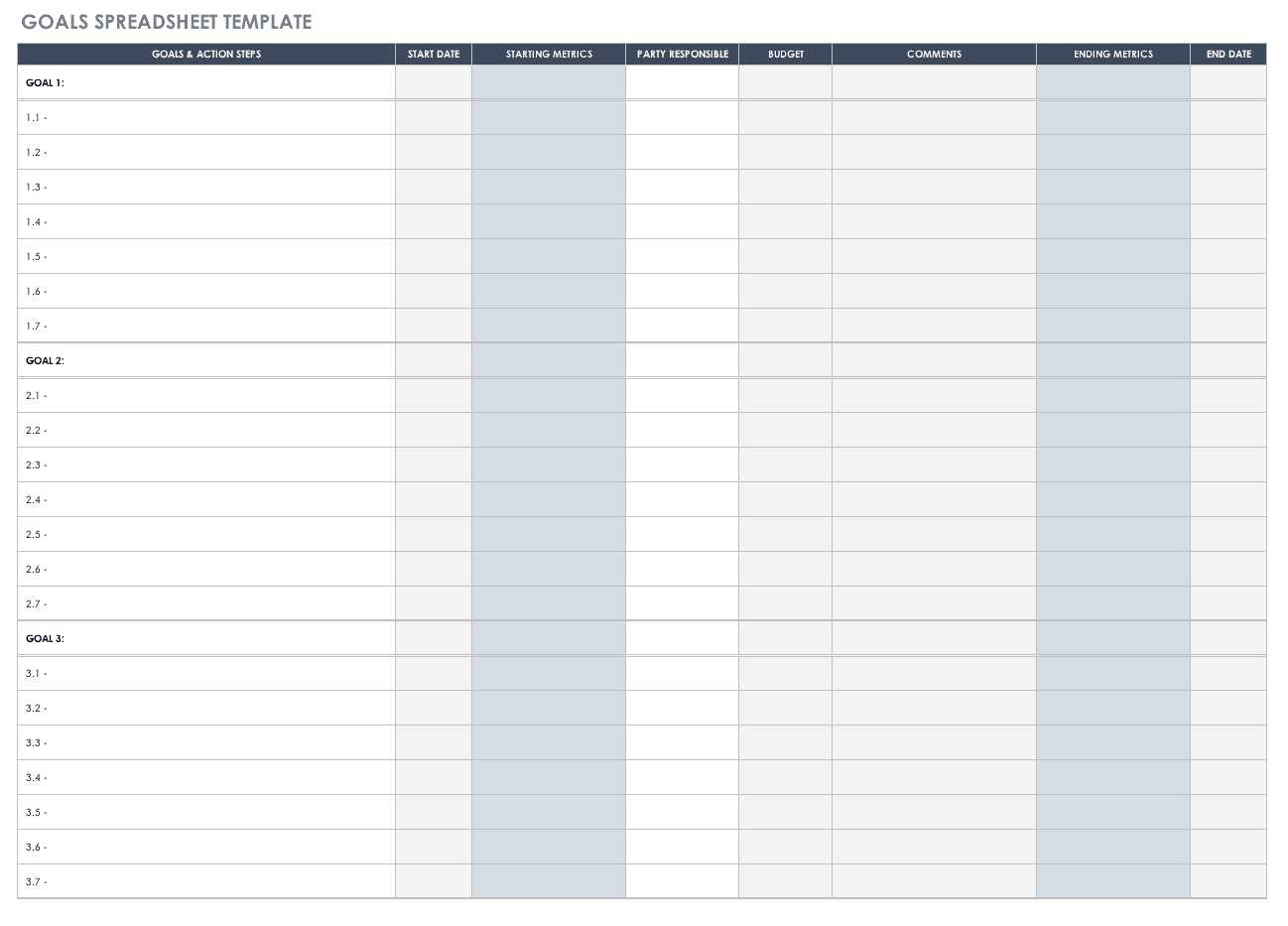 goal tracking calendar template