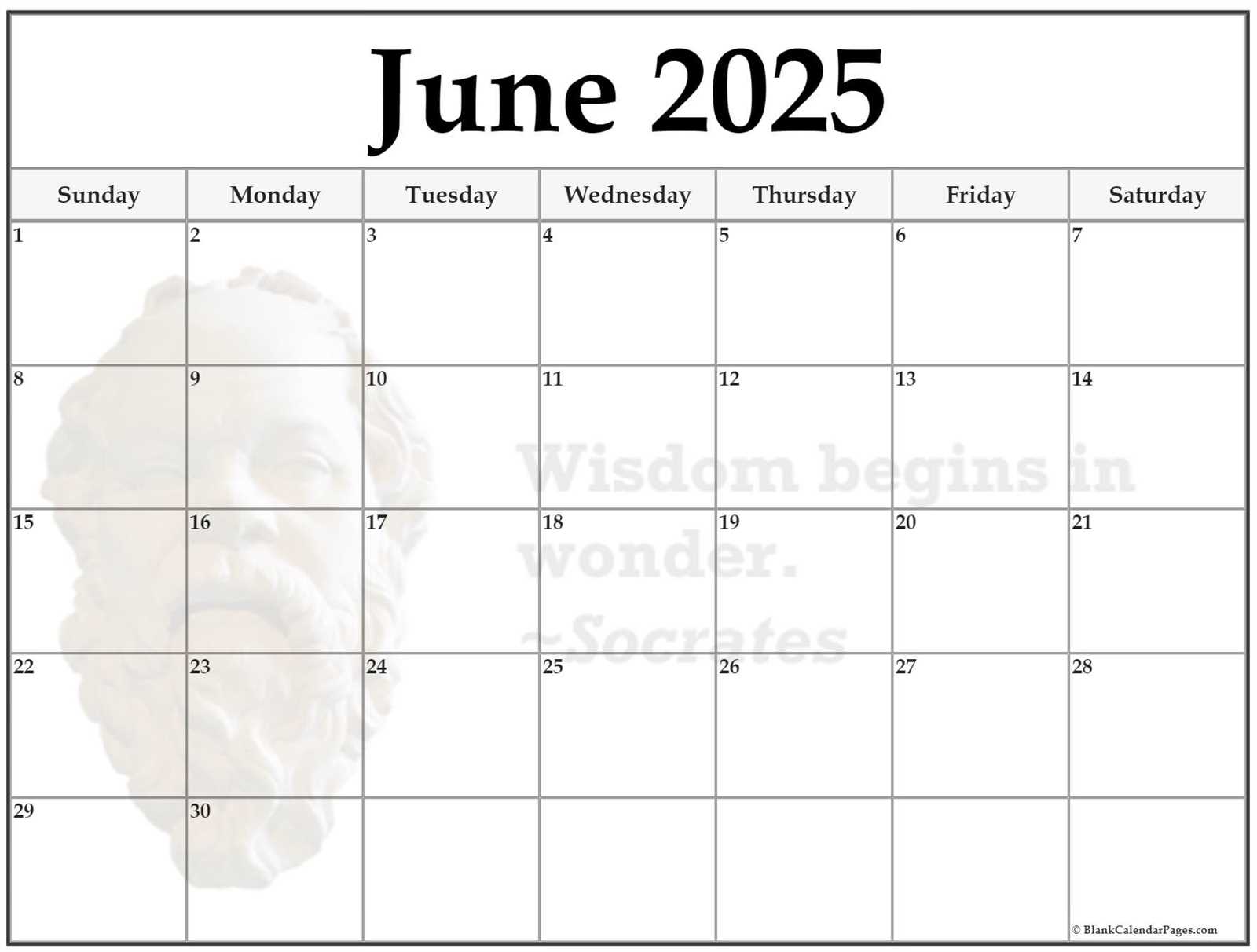 calendar template for june 2025