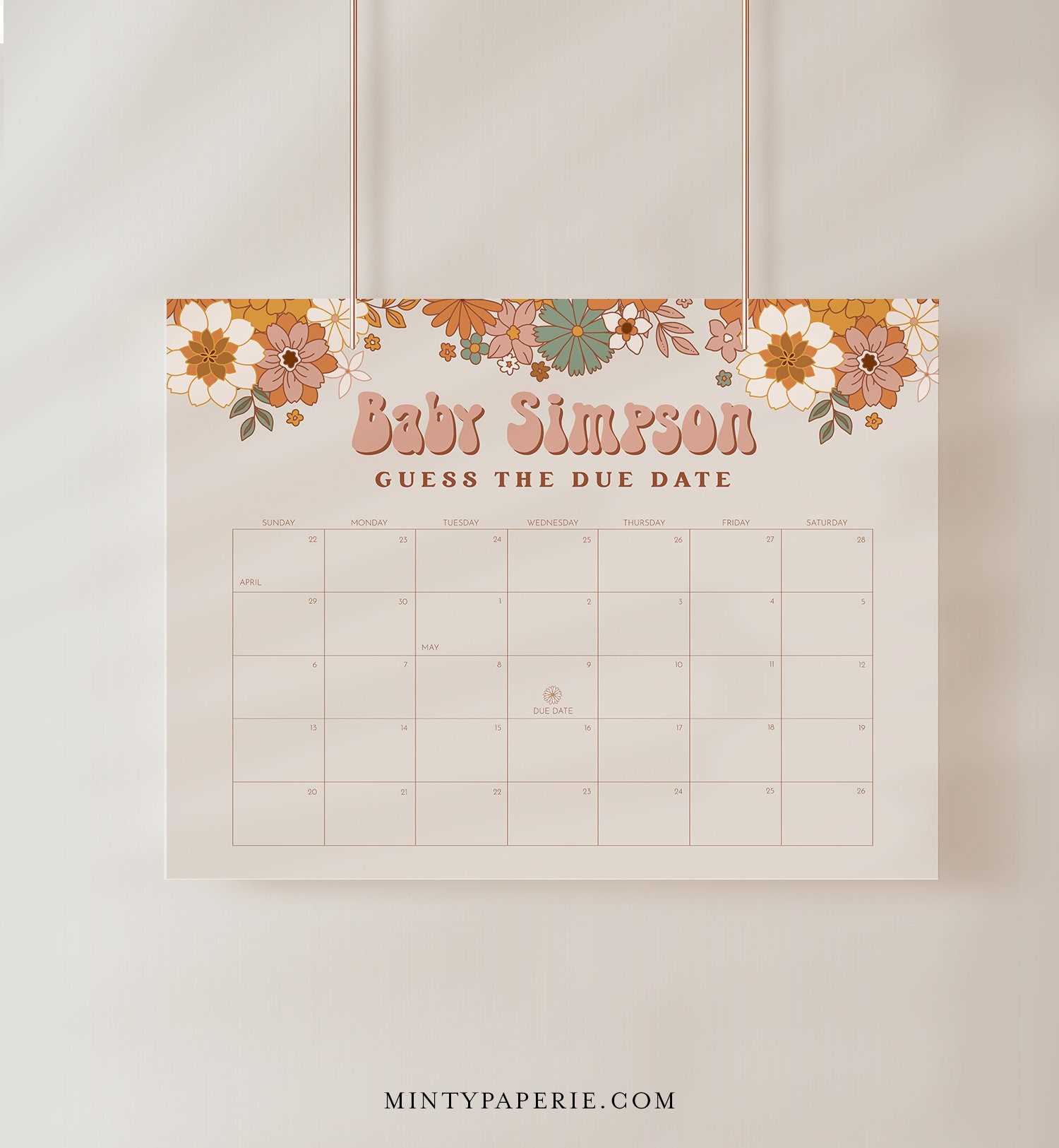 guess the due date calendar template free