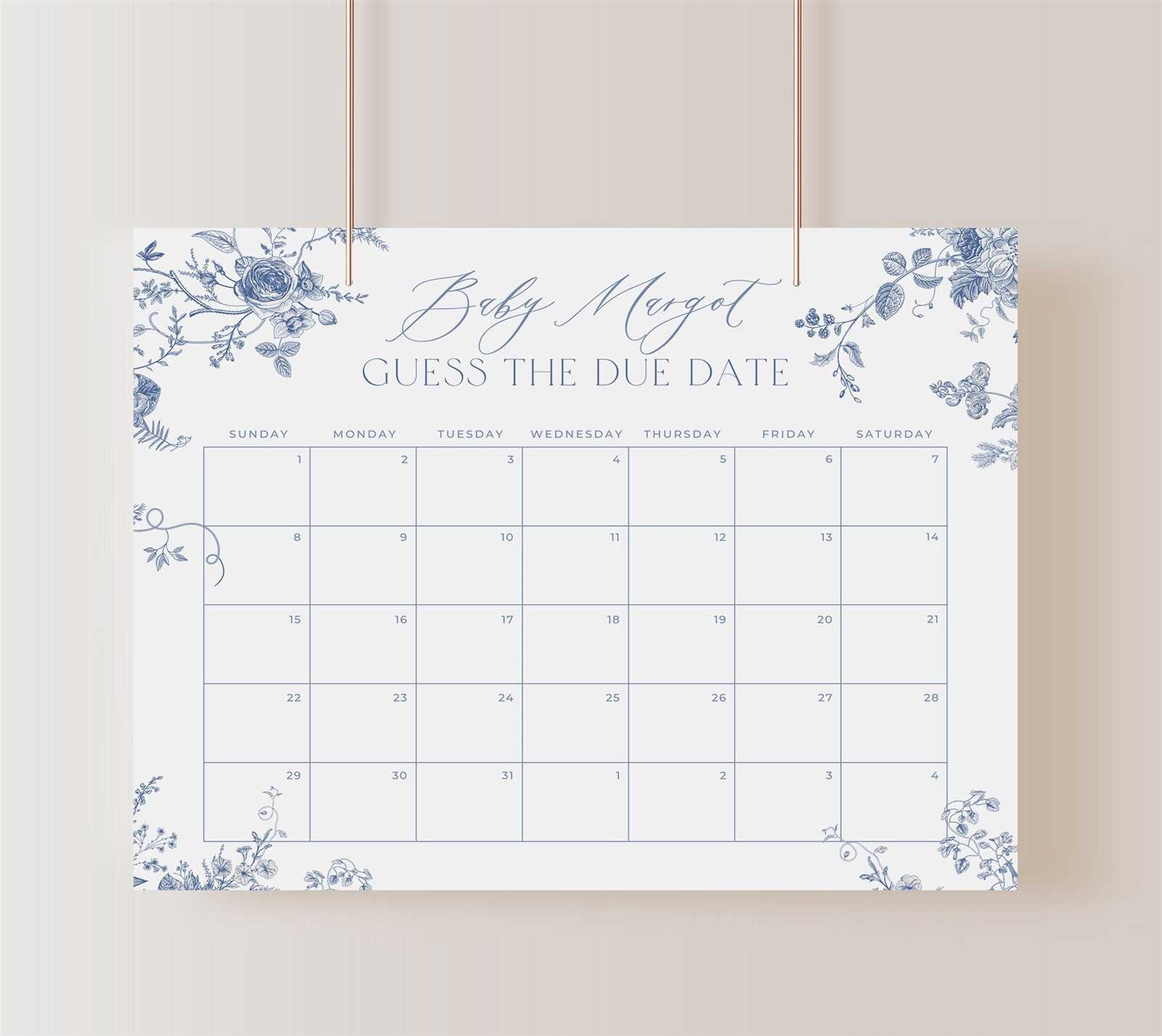 guess the due date calendar template free