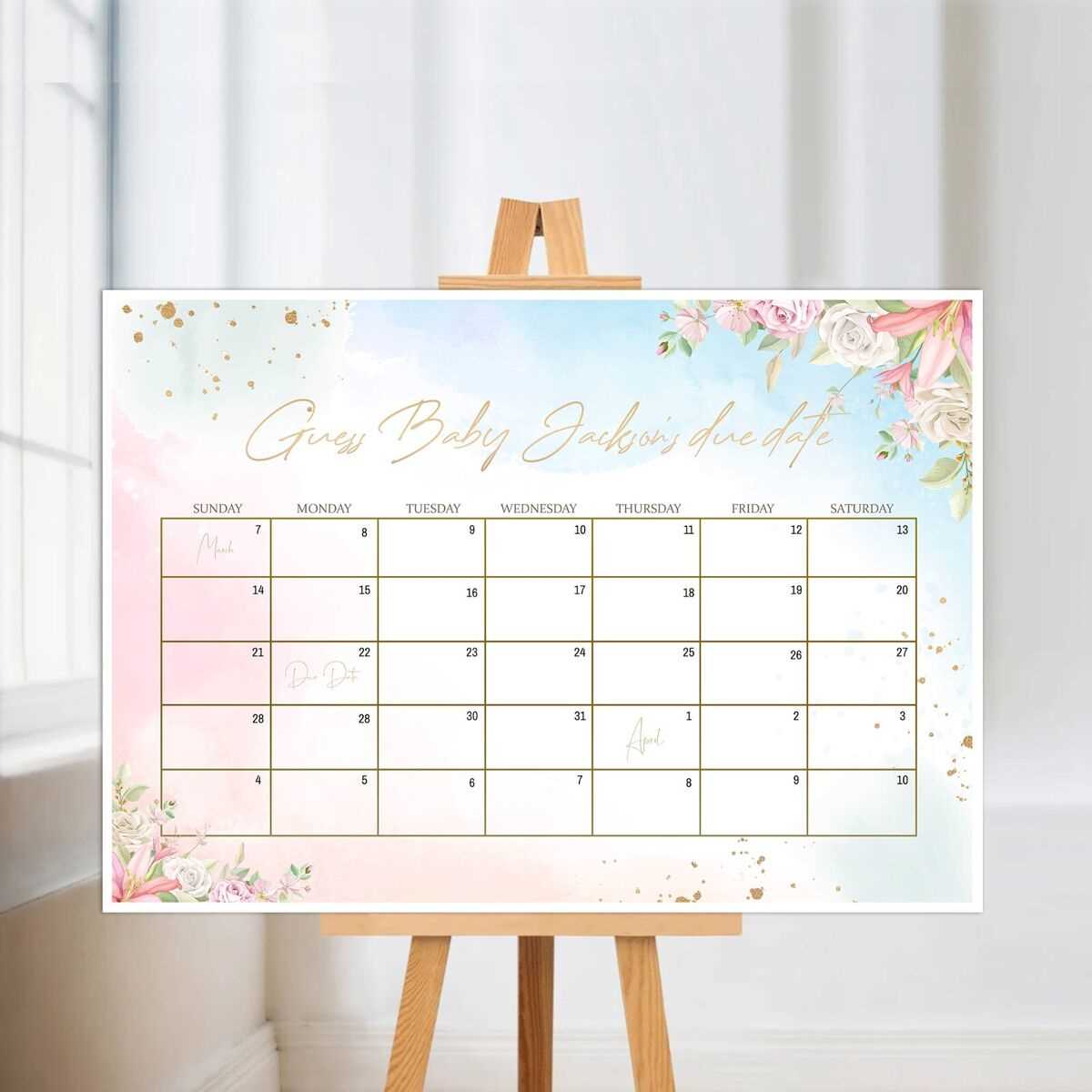 guess the due date calendar template free