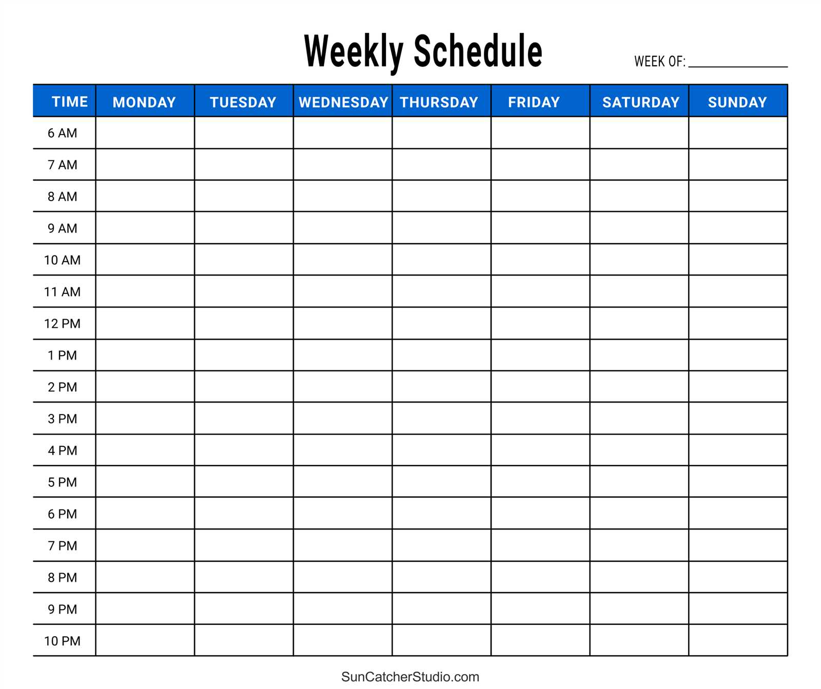 free weekly calendar template printable